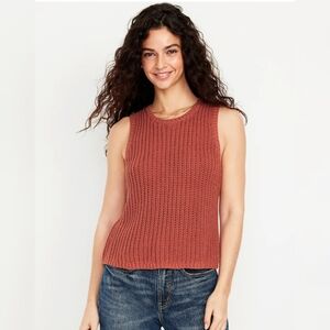 Sleeveless Open-Stitch Sweater